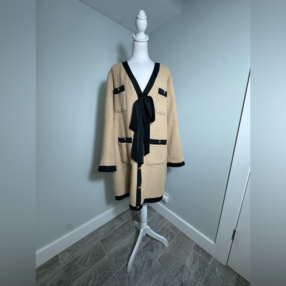 Pomander Place Tan Coco Tweed Bow Dress Size XXXL - Picture 5 of 15
